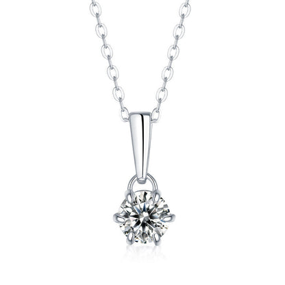 Crown-Set Moissanite Pendant Necklace in Silver - product view 4