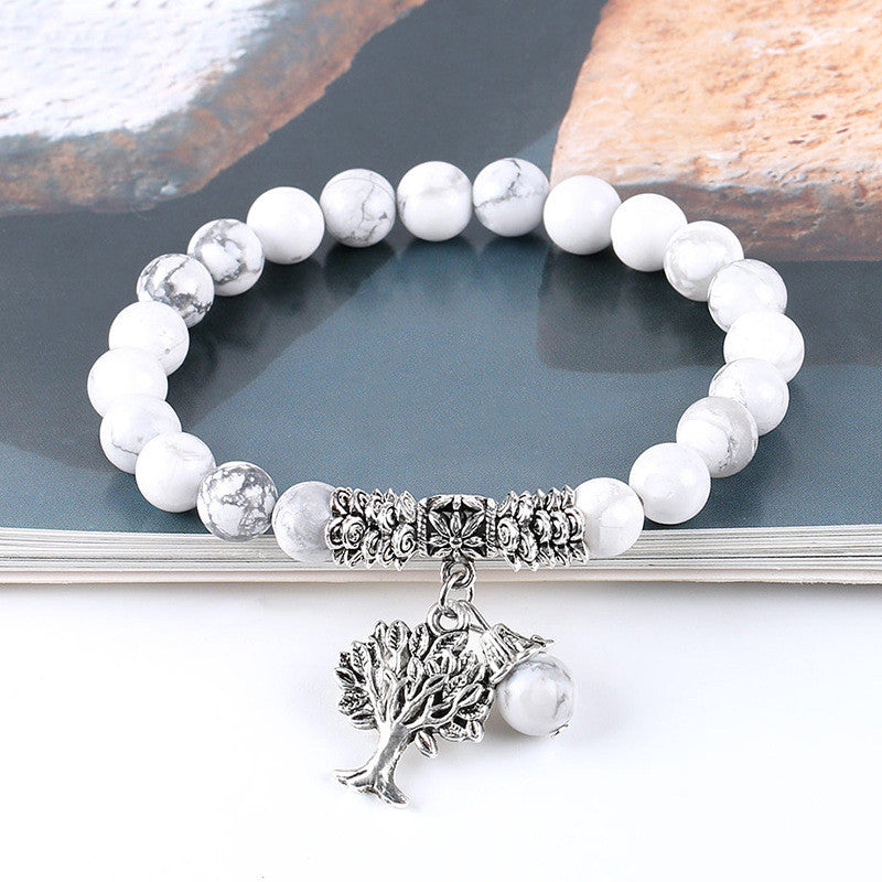 Vintage Frosted White Pine Bead Bracelet - view 3