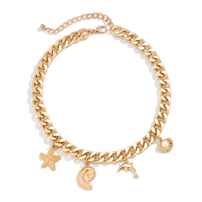 Creative Boho Conch Dolphin Starfish Pendant Choker - view 6