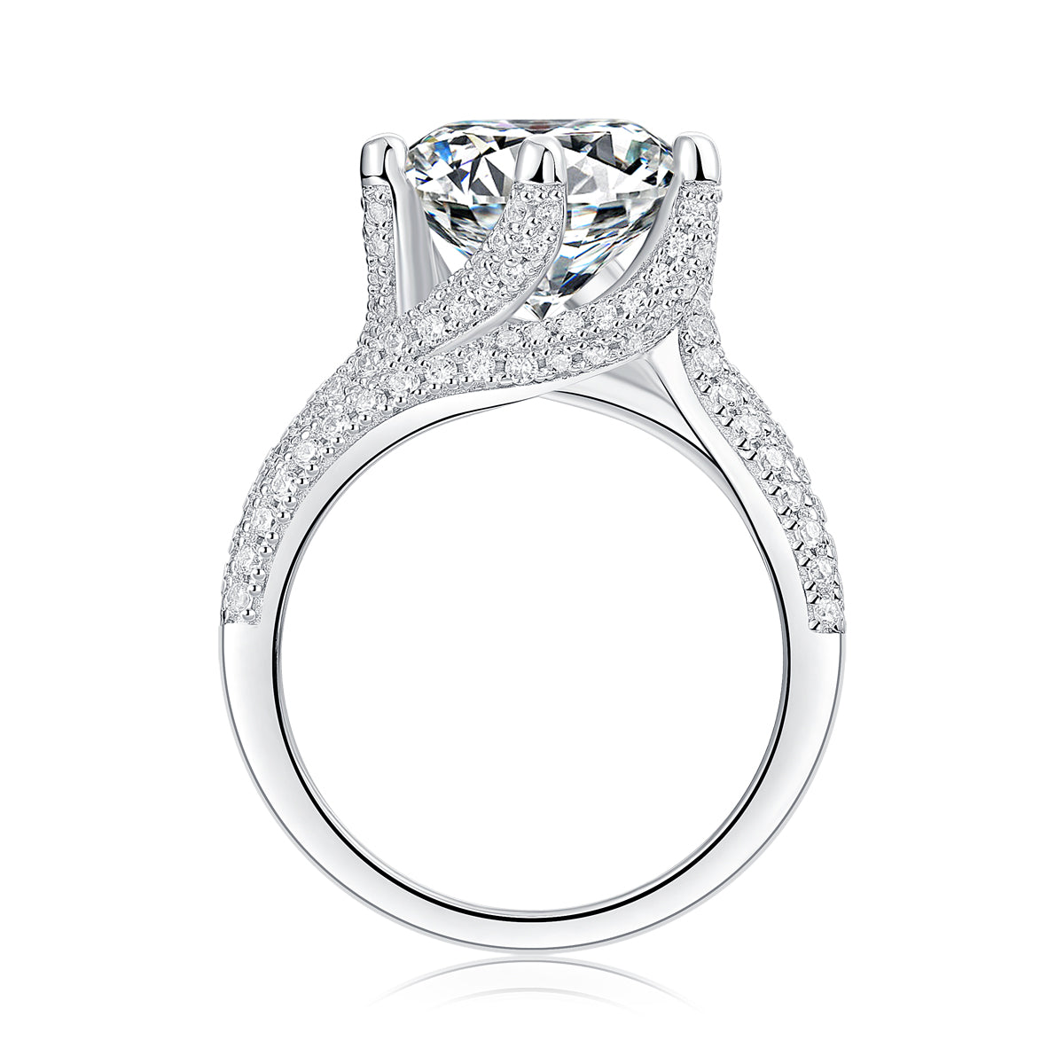 Luxury Fashion Large Diamond Ring Moissanite Silver - view 2