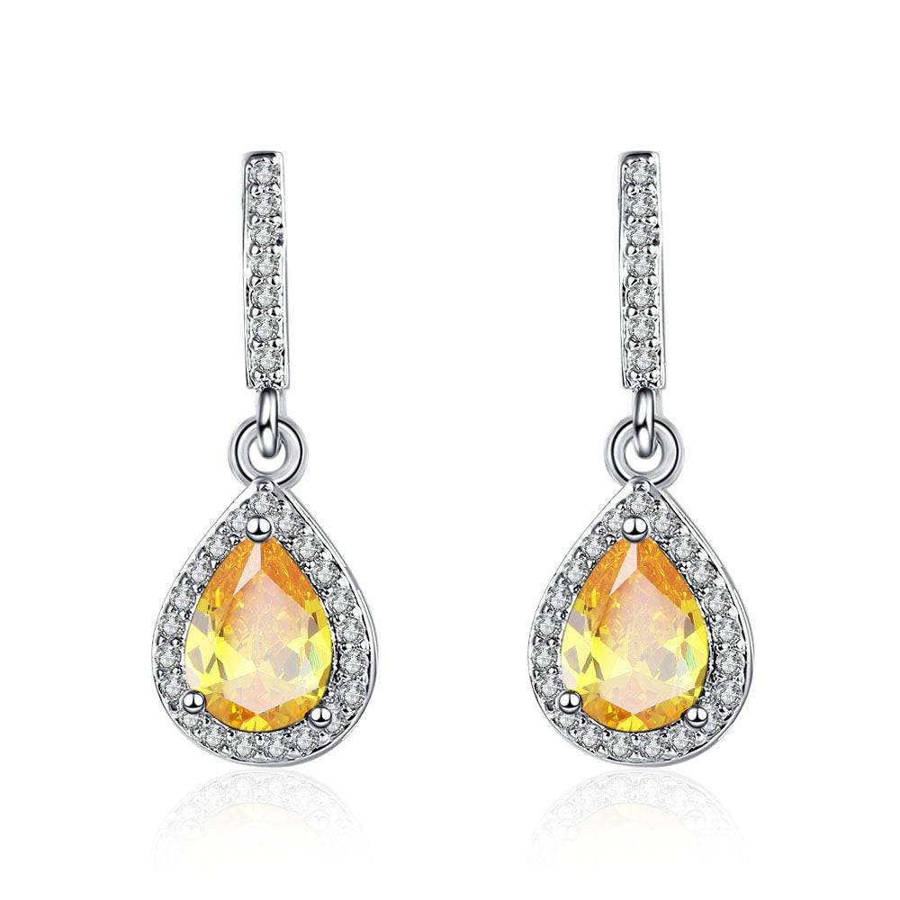 Fashion Drop Shape Ear Studs Micro Inlaid Zircon Earrings - view 5