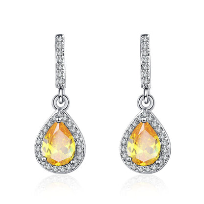 Fashion Drop Shape Ear Studs Micro Inlaid Zircon Earrings - view 5