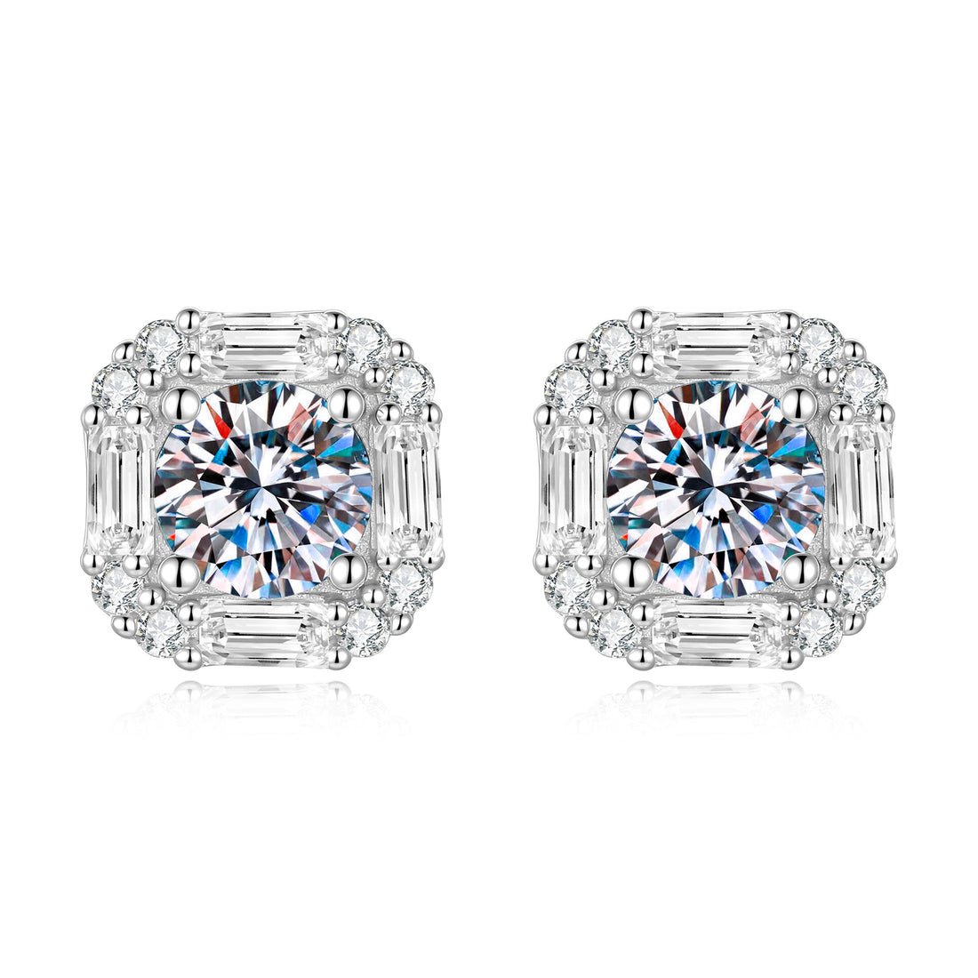 Square Moissanite S925 Silver Non-fading High-end Moissanite Stud Earrings