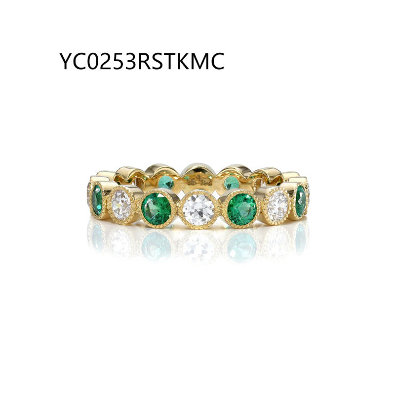 S925 Sterling Silver Ring with Lab Grown Gemstones - Lightweight Stackable Band for Women