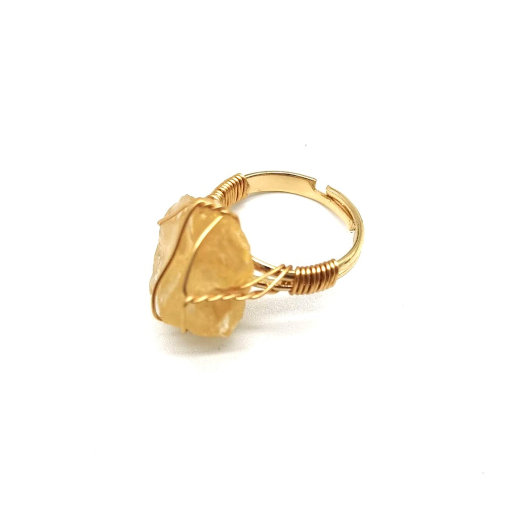 Personality Hand Wrapped Rough Stone Agate Ring - view 3