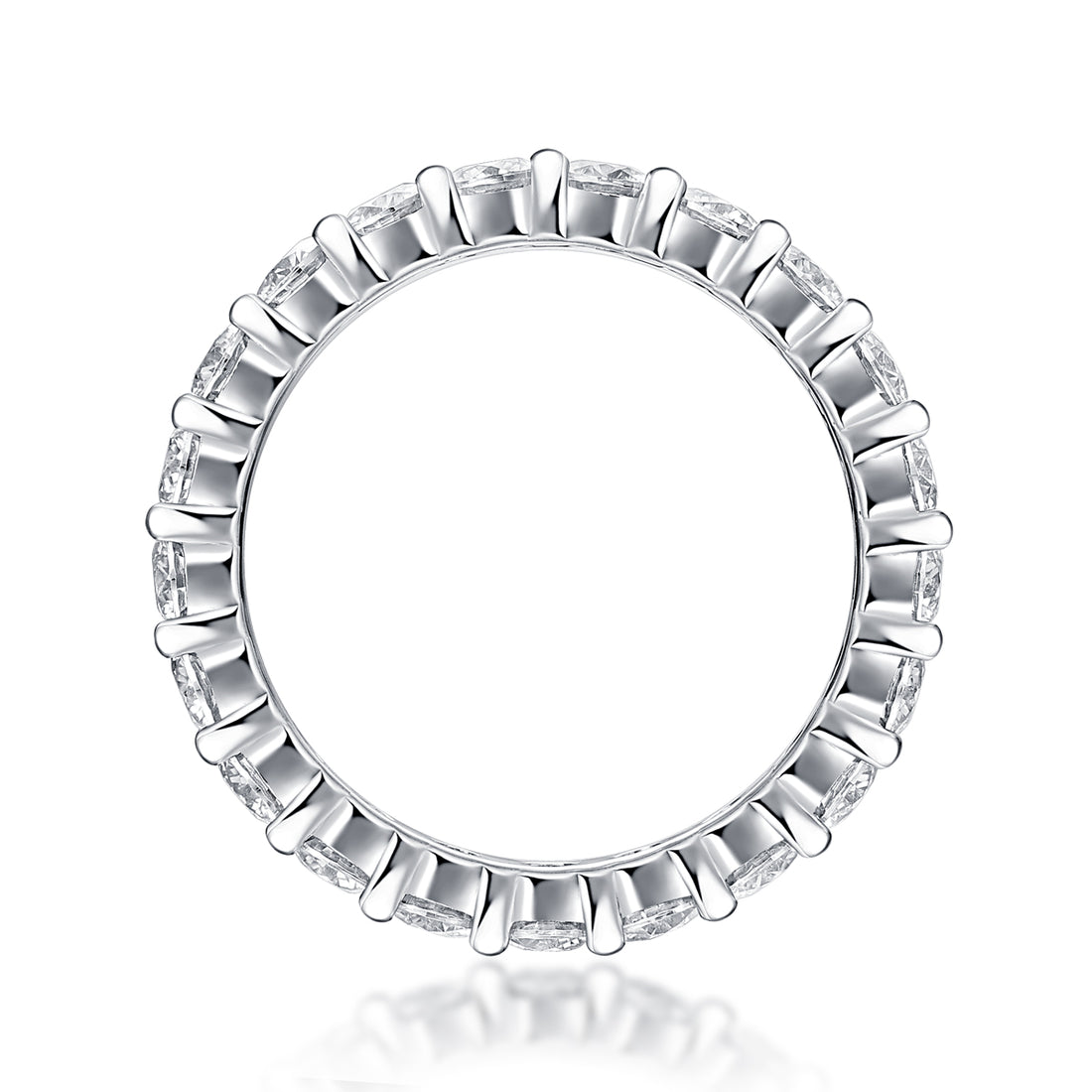 S925 Silver 2.1g Platinum Plated Moissanite Eternity Ring, 3.0mm 19pcs D VVS1 Band