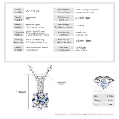 Geometric Round Moissanite Versatile Light-Luxury Necklace