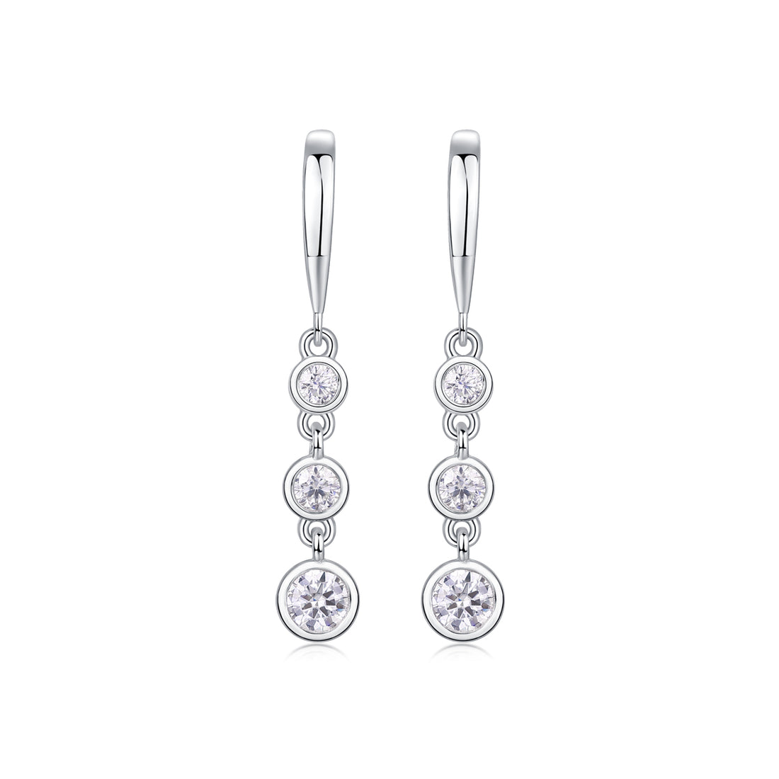 Classic Multi-diamond Set Moissanite Silver Earrings