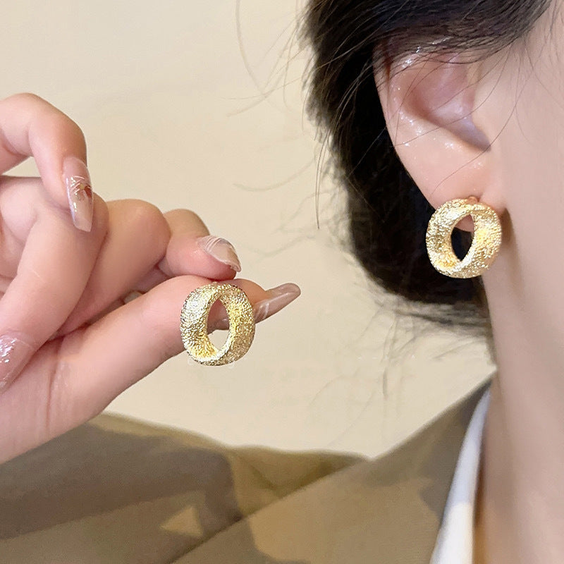 925 Silver Needle Internet Celebrity Same Style Gold Earrings Women's Light Luxury...
