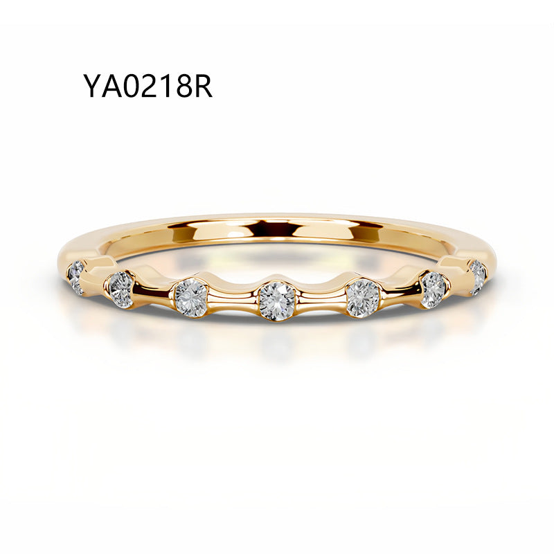 S925 Sterling Silver 18K Gold Plated Moissanite Ring - Stackable Band with Full Pave...
