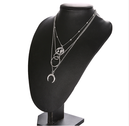 Fashionable Multilayer Boho Moon Map Necklace - view 4