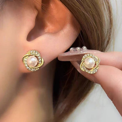 925 Silver Needle Internet Celebrity Same Style Gold Earrings Women's Light Luxury...