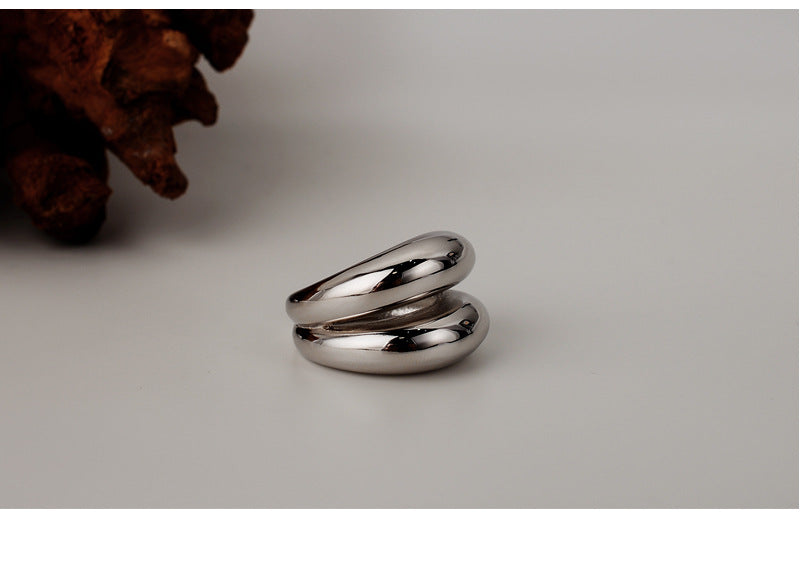 Double-Curve Open Ring in Gold-Tone S925 Silver - view 5