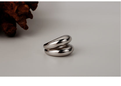 Double-Curve Open Ring in Gold-Tone S925 Silver - view 5