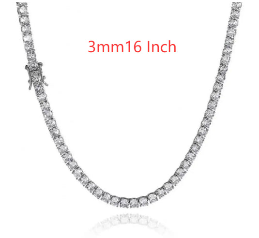3mm 4mm 5mm 65 MmS925 Silver Moissanite Single Row Tennis Chain Bracelet Hip Hop Necklace