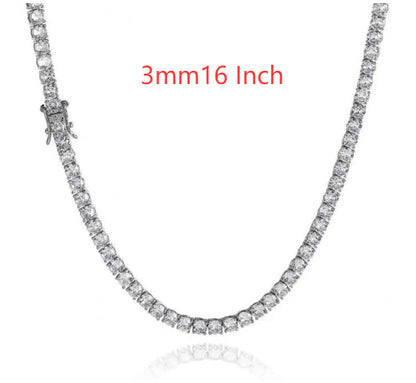 3mm 4mm 5mm 65 MmS925 Silver Moissanite Single Row Tennis Chain Bracelet Hip Hop Necklace