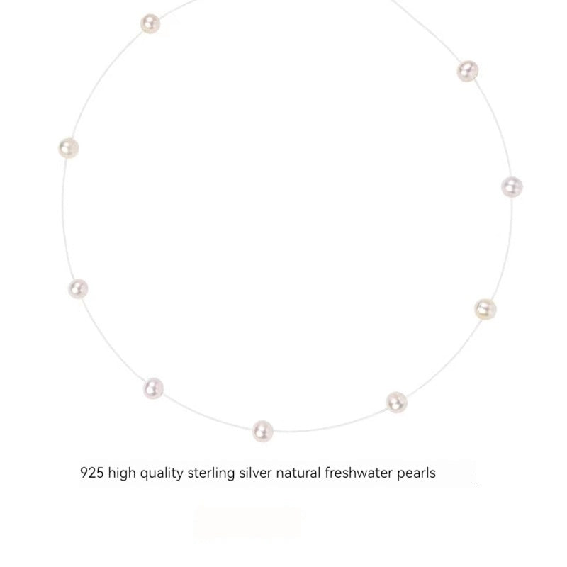 Floating Pearl-Accent Necklace with Silver Details