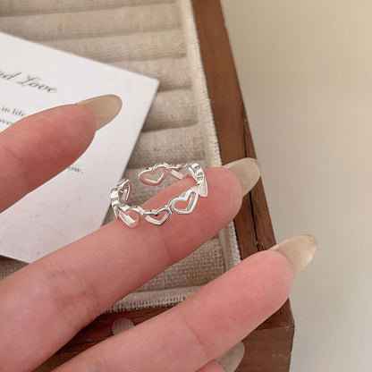 Gold-Tone Open Heart Silver Ring - view 5