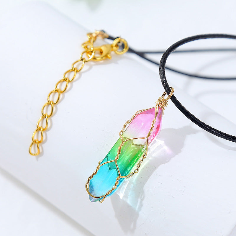 Women's Transparent Geometric Diamond Crystal Necklace - view 4