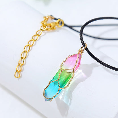 Women's Transparent Geometric Diamond Crystal Necklace - view 4