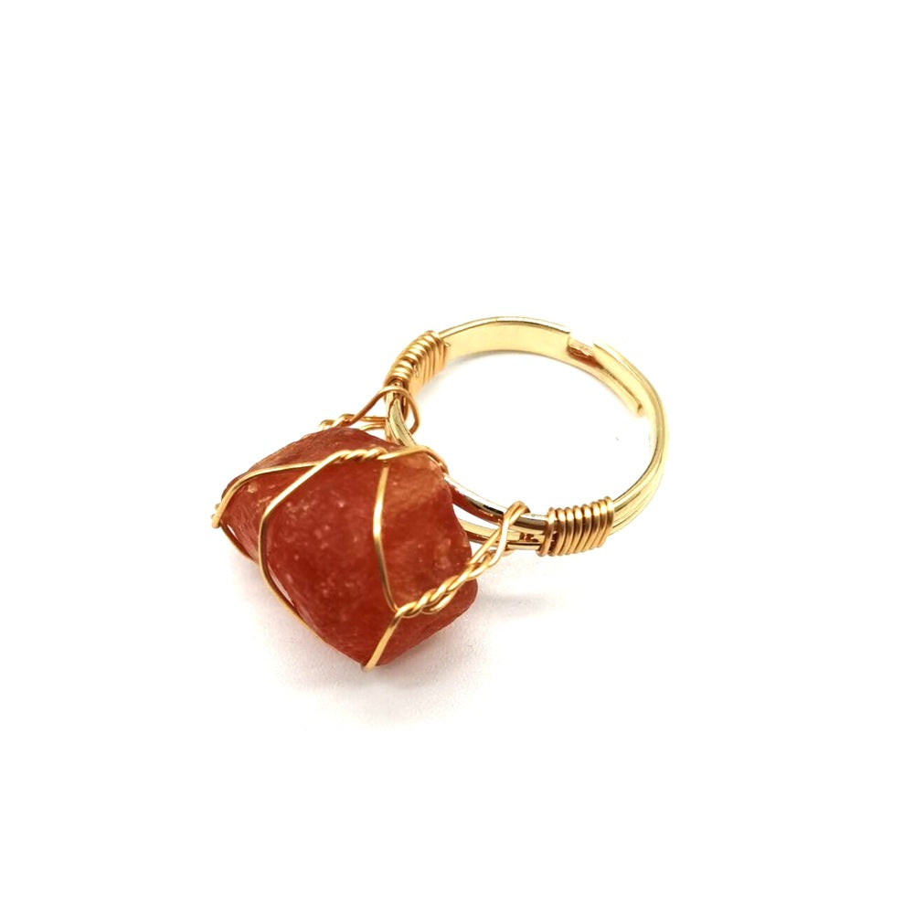 Personality Hand Wrapped Rough Stone Agate Ring - view 6