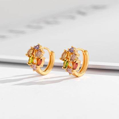 Fashion Multi-style Square Crystal Zircon Ornament Gold Plated Diamond Ear Ring - view 4