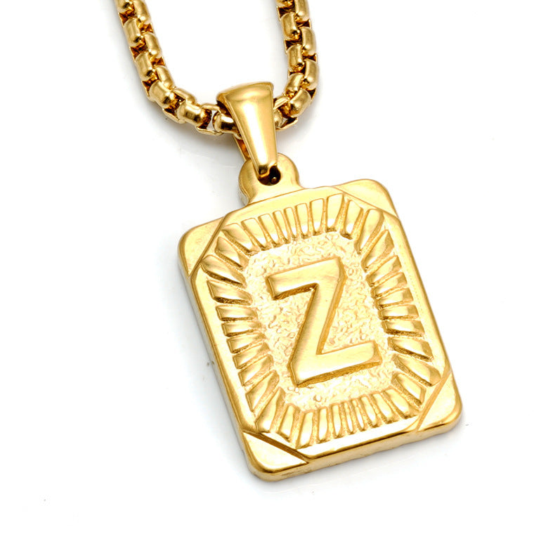 European And American Fashion Men's All-stainless Steel Letter Pendant Necklace - view 6
