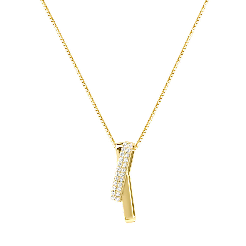 Folded Bar Necklace in Gold-Tone Silver — product photograph 1