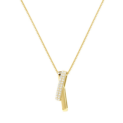 Folded Bar Necklace in Gold-Tone Silver — product photograph 1