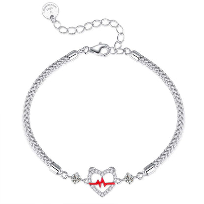 Bagley S925 Silver Jewellery Bracelet With High-level Sense Of Design Heartbeat Signal Couples Bracelet New