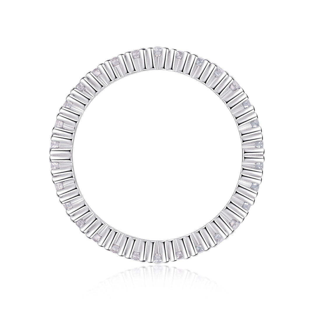 S925 Silver 2.2g Platinum Plated Moissanite Eternity Ring, 2.5mm 30pcs D VVS1