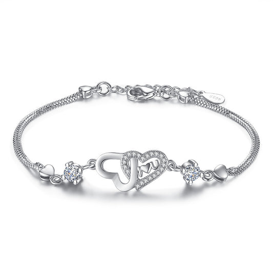 Heart-Detail Silver Chain Bracelet - view 1
