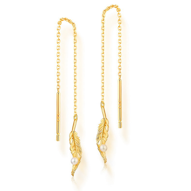 Feather Threader Earrings in S925 Silver - product view 2
