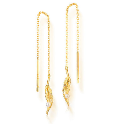 Feather Threader Earrings in S925 Silver - product view 2