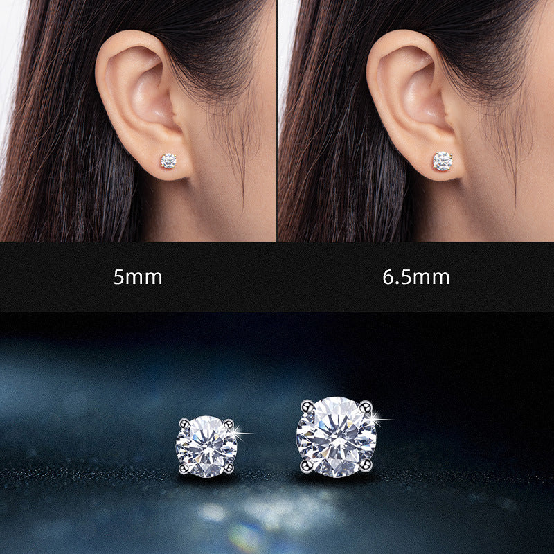 Gold-Tone Moissanite Solitaire Stud Earrings