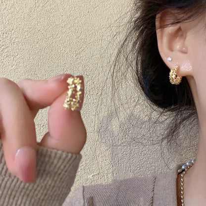 925 Silver Needle Internet Celebrity Same Style Gold Earrings Women's Light Luxury...