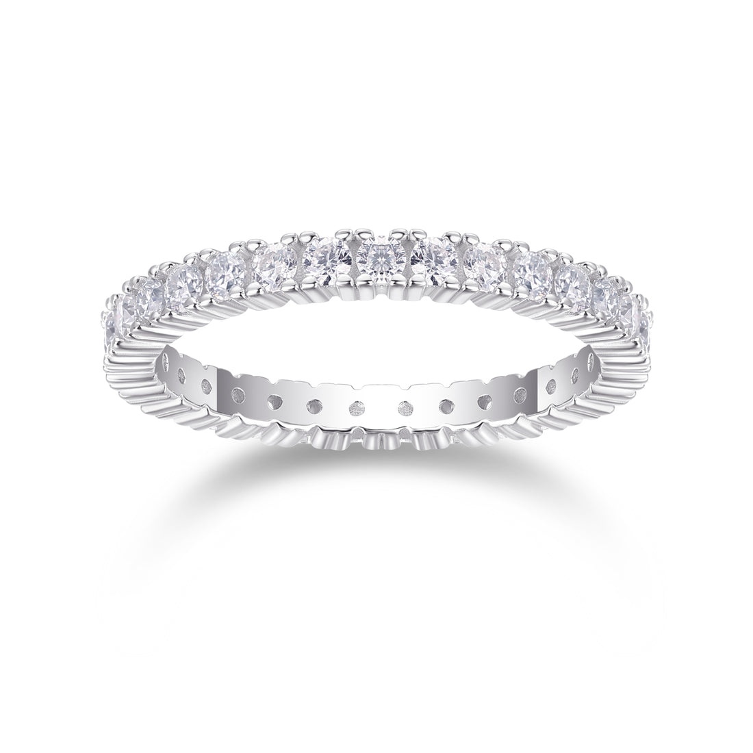 S925 Silver 2.2g Platinum Plated Moissanite Eternity Ring, 2.5mm 30pcs D VVS1