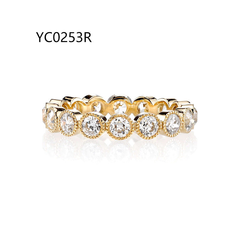 S925 Sterling Silver Ring with Lab Grown Gemstones - Lightweight Stackable Band for Women
