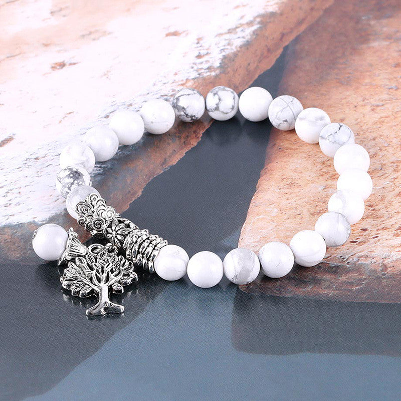 Vintage Frosted White Pine Bead Bracelet - view 6