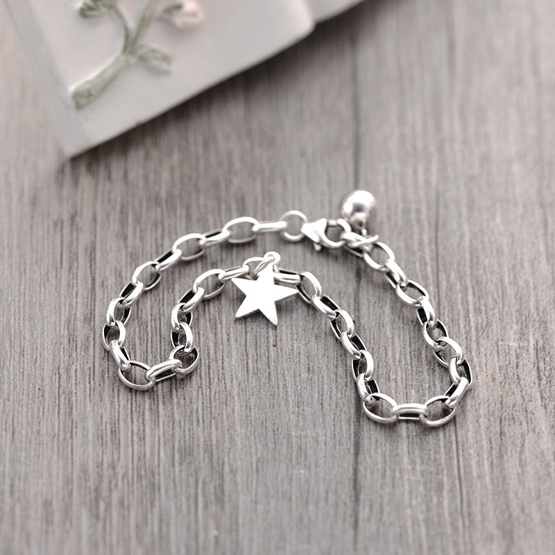 Open-Link Star Charm Bracelet in Silver — product photograph 4