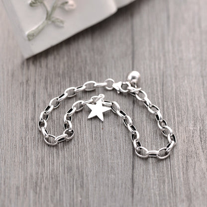 Open-Link Star Charm Bracelet in Silver — product photograph 4