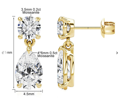 Gold-Tone Teardrop Moissanite Earrings - product view 3