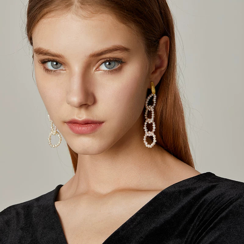 Freshwater Pearl Chain Drop Earrings – ZCOOTC