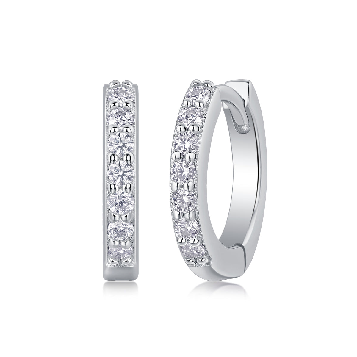 Sure Diamond Set Moissanite Silver Earrings Luxury - view 6