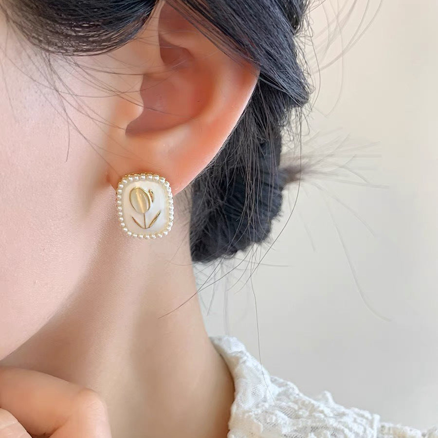 925 Silver Needle Internet Celebrity Same Style Gold Earrings Women's Light Luxury...