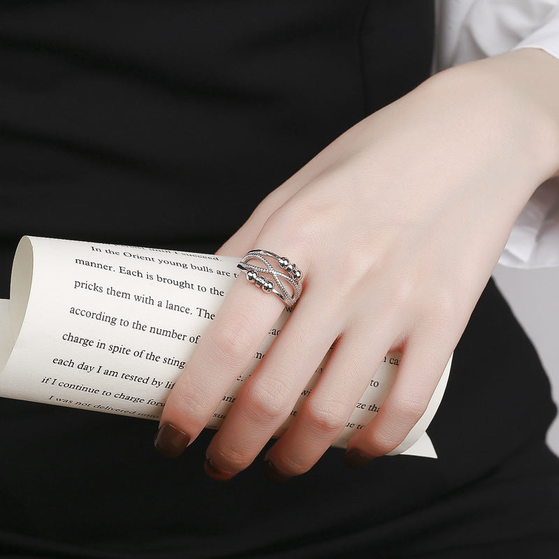 Rotatable Ring With Open Design Fashion Double-layer - view 3