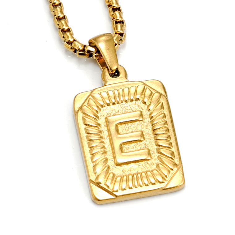 European And American Fashion Men's All-stainless Steel Letter Pendant Necklace