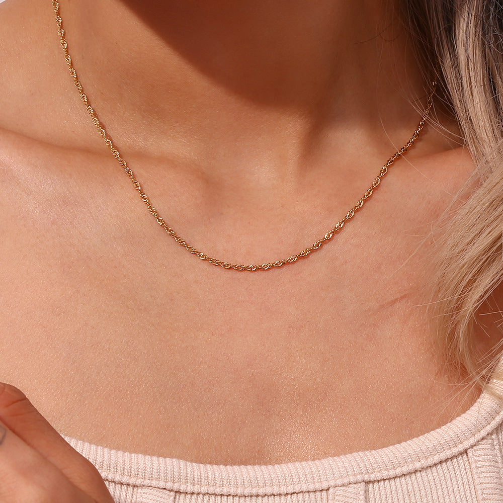 Clavicle Chain Stainless Steel Gold Plated Water Wave Chain Bracelet - view 5