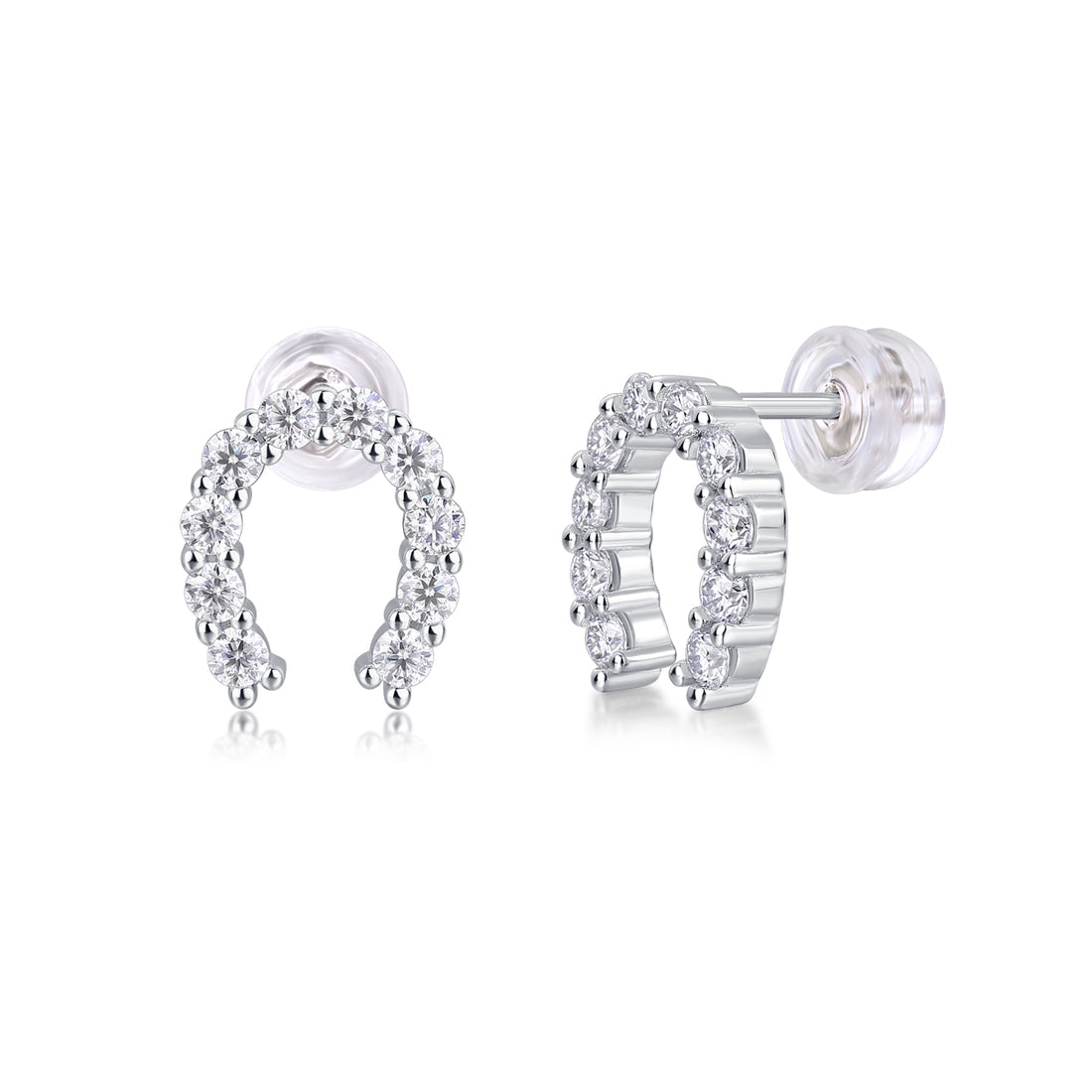 Keep Happiness Diamond Set Moissanite Silver Earrings