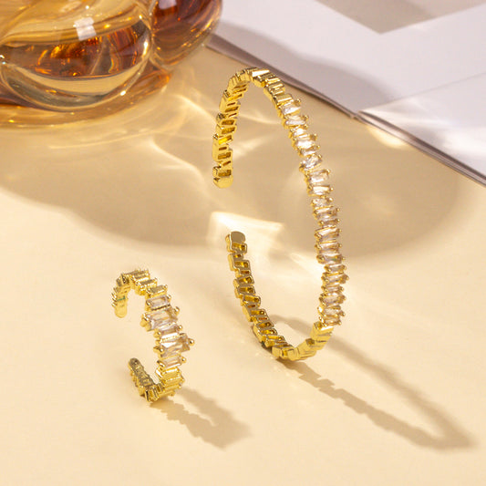 2pcs Fashionable Women's Cubic Zirconia Decorative Rings